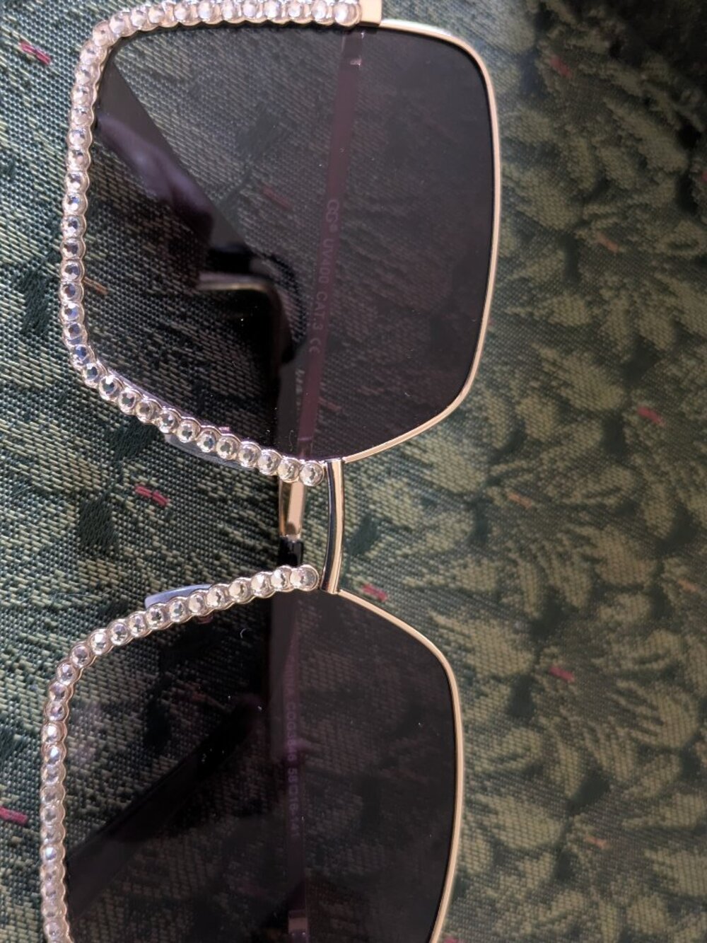 CG Oversized Sunglasses w Rhinestones size 58 Gray Gradient Lens UV400